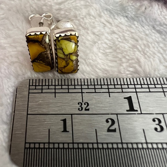 ❤️ Emerald Valley Turquoise Honey Dahlia Ring & Earring Set 925 Handmade - Picture 10 of 17